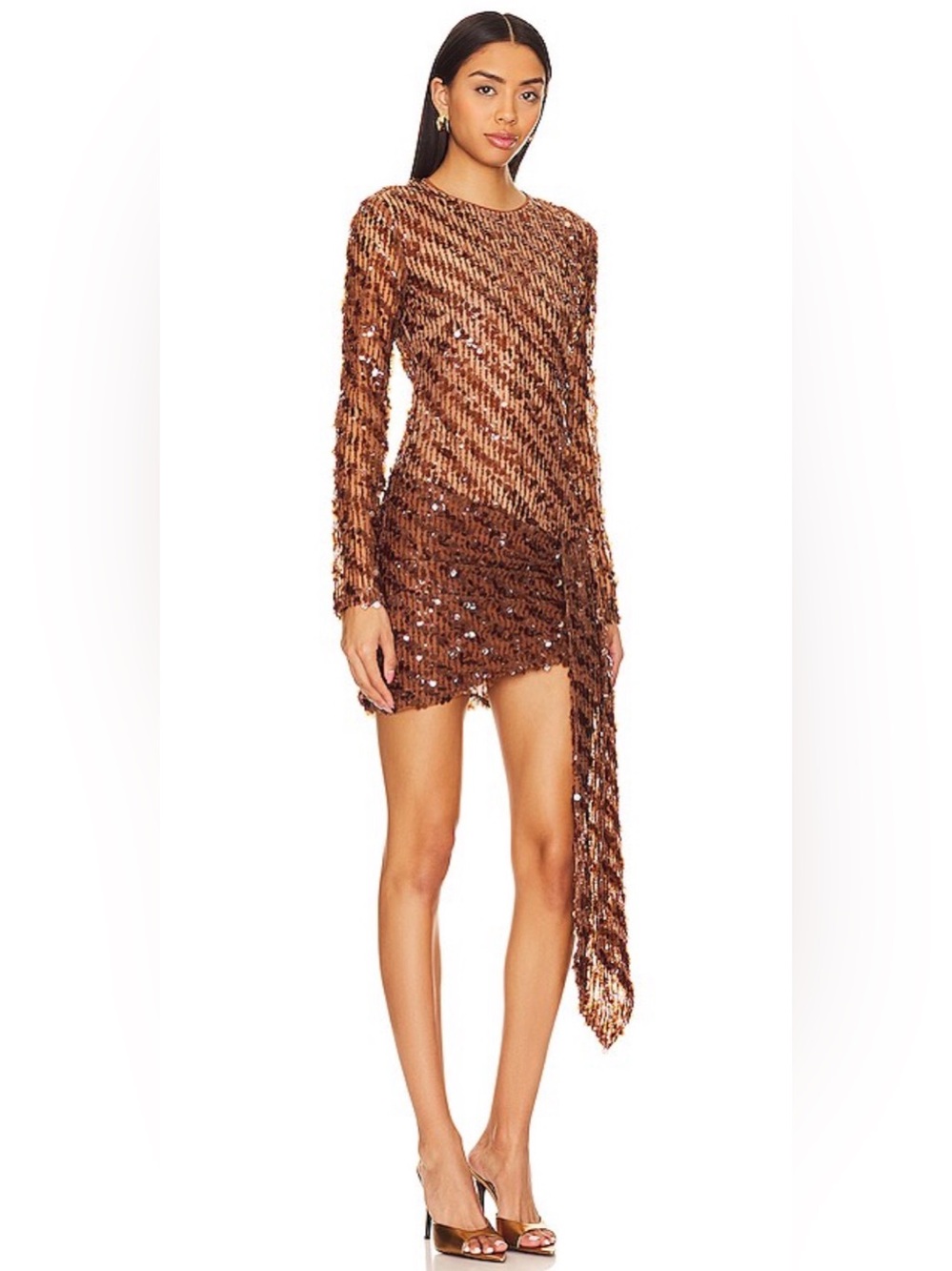 ✨ CAMILA COELHO Cataleya Sequin Mini Dress In Metallic Bronze